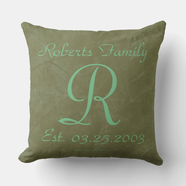 Custom Monogram Luxury Throw Pillow (Front)