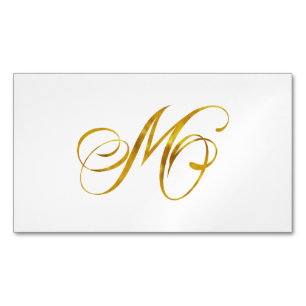 Custom Monogram M Faux Gold Foil Monograms Initial Magnetic Business Card