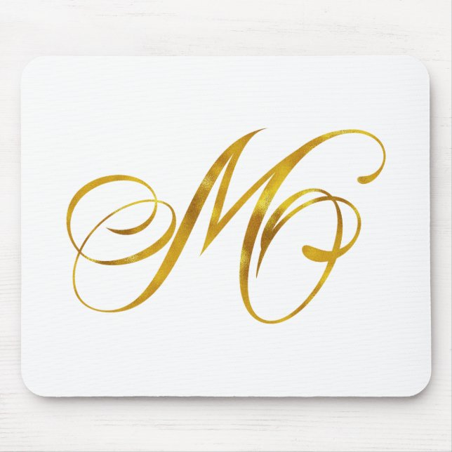 Custom Monogram M Faux Gold Foil Monograms Initial Mouse Pad (Front)