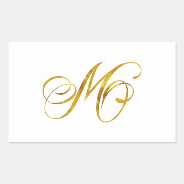 Custom Monogram M Faux Gold Foil Monograms Initial Sticker (Front)