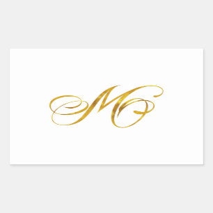 Custom Monogram M Faux Gold Foil Monograms Initial Sticker