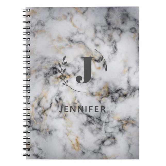 Custom Monogram Marble College-Ruled Notebook (Front)