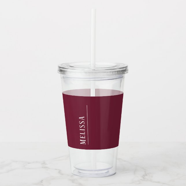 Custom monogram, mauve lavender colour  acrylic tumbler (Front)