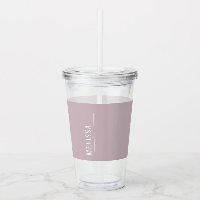 Custom monogram, mauve lavender colour  acrylic tumbler (Front)