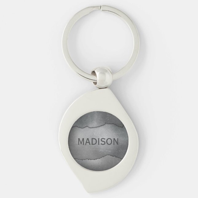 Custom monogram Metal Look key chain (Front)