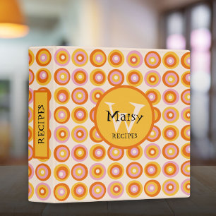 Custom Monogram Mid Century Retro Orange Recipe Binder