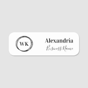 Custom Monogram Minimal Employee Name Tag