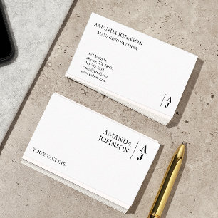 Custom Monogram Minimalist Business Card