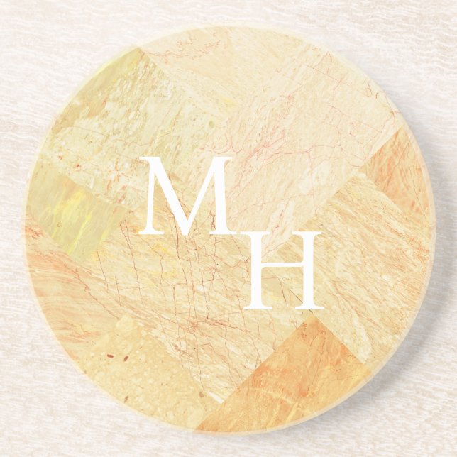  Custom Monogram Modern Abstract Elegant Champagne Coaster (Front)