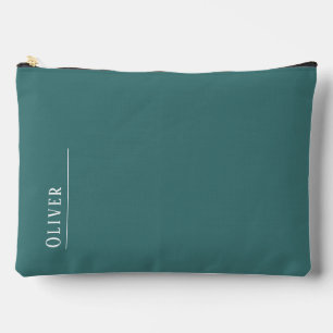 Custom monogram, modern aqua blue accessory pouch