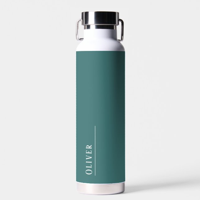 Custom monogram, modern aqua green  water bottle (Front)