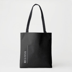 Custom monogram, modern black and white tote bag