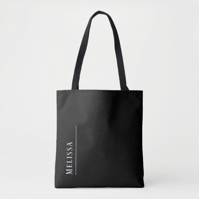 Custom monogram, modern black and white tote bag (Front)