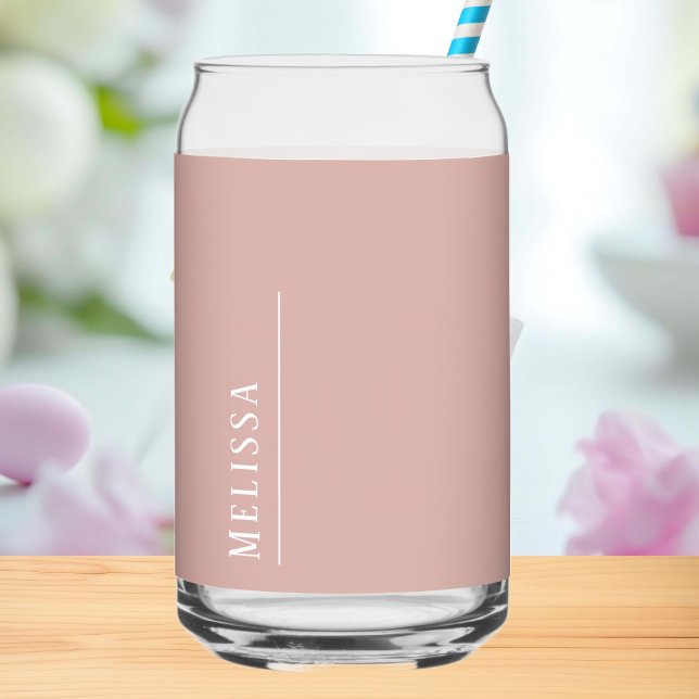 Custom monogram, modern blush pink can glass (Creator Uploaded)