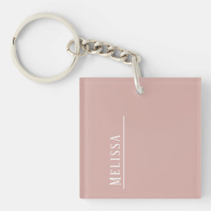 Custom monogram, modern blush pink keychain