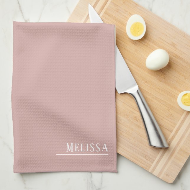 Custom monogram, modern blush pink  kitchen towel (Quarter Fold)