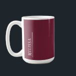 Custom monogram, modern burgundy coffee mug<br><div class="desc">Simplicity is often the best art. Simple typography and a modern burgundy colour give this design an elegant ease. Cute,  trendy and personal,  it's a gift she will adore. View the complete collection and create your own matching set of stationery & gifts for someone special.</div>
