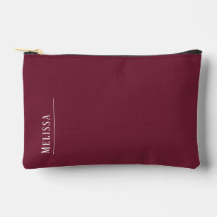 Custom monogram, modern burgundy colour  accessory pouch