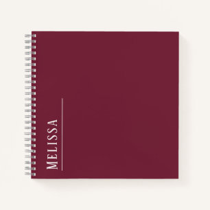 Custom monogram, modern burgundy colour notebook