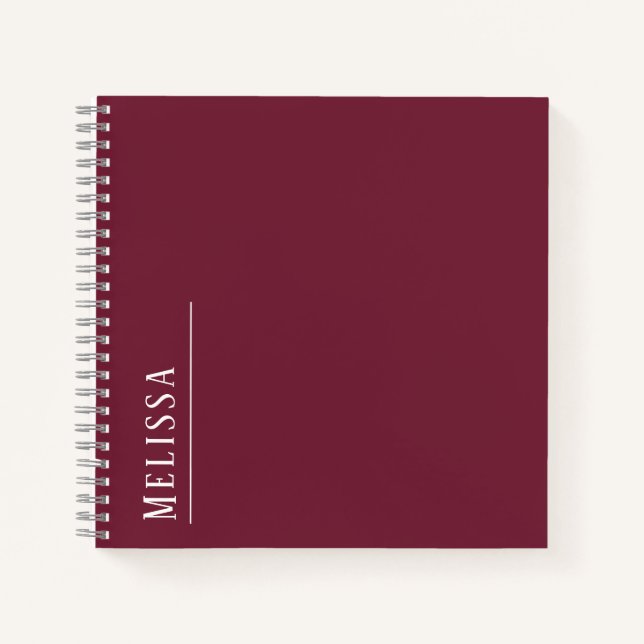 Custom monogram, modern burgundy colour  notebook (Front)