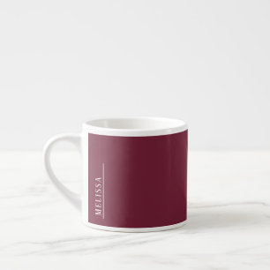 Custom monogram, modern burgundy espresso cup