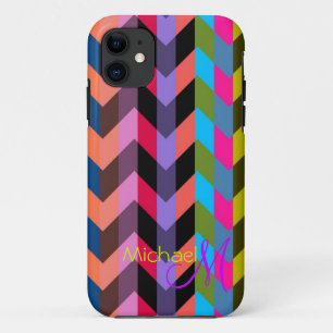 Custom Monogram Modern Chevron Zigzag 6 iPhone 11 Case