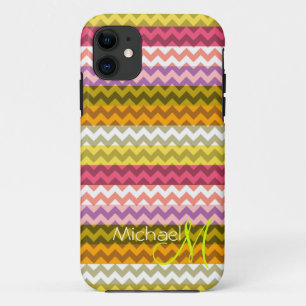 Custom Monogram Modern Chevron Zigzag 7 iPhone 11 Case
