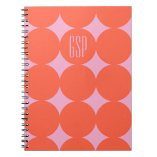Custom Monogram Modern Dot, Personalized Orange Notebook