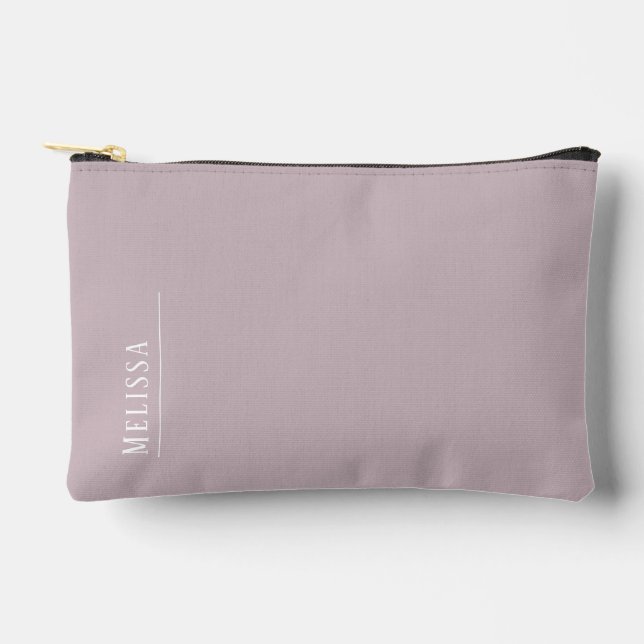 Custom monogram, modern mauve  accessory pouch (Front)
