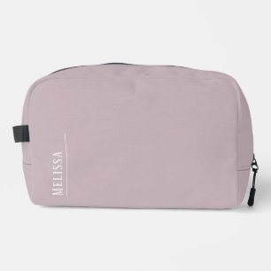 Custom monogram, modern mauve cosmetic bag kit 