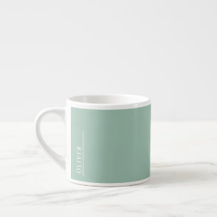 Custom monogram, modern sage green espresso cup