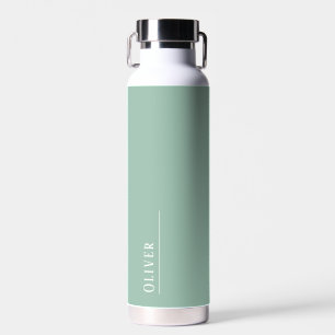 Custom monogram, modern sage green  water bottle