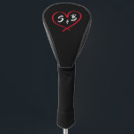 Custom Monogram Modern Script Valentine's Day Gift Golf Head Cover<br><div class="desc">Modern trendy script calligraphy spelling your monograms inside a hand drawn red heart. Cute monogrammed gift for Valentine's Day! Customize with your initials!</div>