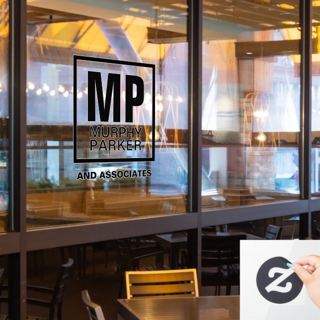 Custom Monogram Modern Simple Square Business Logo Window Cling (Restaurant Window)