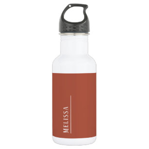 Custom monogram, modern terracotta colour 532 ml water bottle