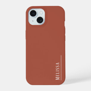 Custom monogram, modern terracotta colour  iPhone 15 case