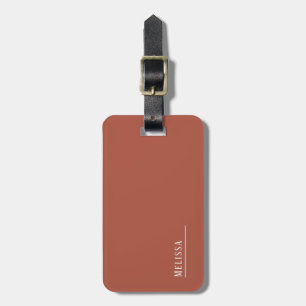 Custom monogram, modern terracotta colour  luggage tag