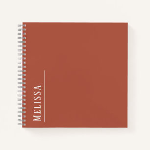 Custom monogram, modern terracotta colour  notebook