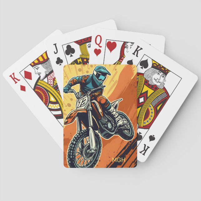 Custom Monogram Motocross Playing Cards (Back)