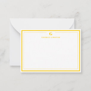 Custom Monogram Mustard Yellow Border Stationery Card