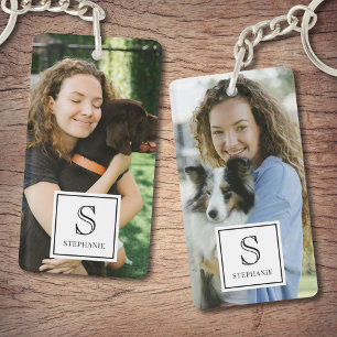 Custom Monogram, Name and Photo Trendy Photography Keychain