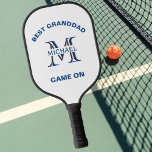 Custom Monogram Name Best Grandad Pickleball Paddle<br><div class="desc">This unique pickleball paddle is special -- features a unique layering of the monogram -- look closely and you will see three colours, which gives it the feeling of depth. Personalized additionally with his first name -- and the message: Best Granddad and you can change all messages. Also would be...</div>