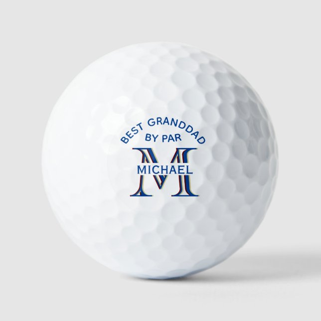 Custom Monogram Name Best Granddad by Par      Golf Balls (Front)