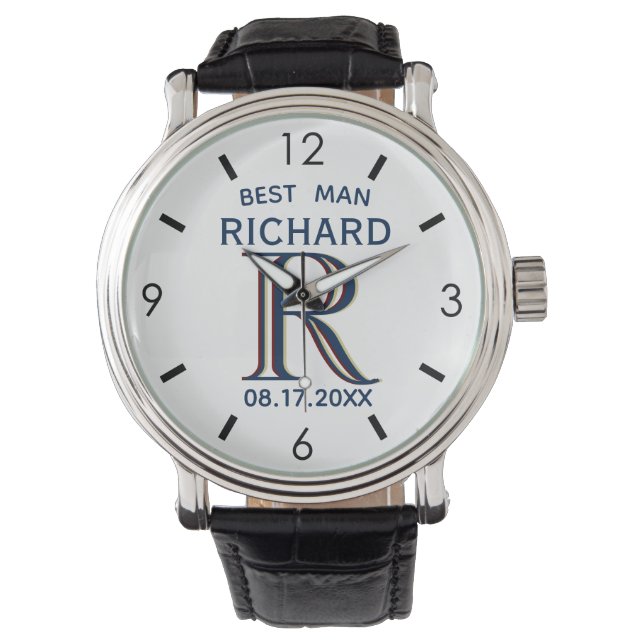 Custom Monogram Name Best Man Gfit Wedding  Watch (Front)