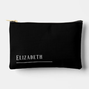 Custom monogram name, black accessory pouch
