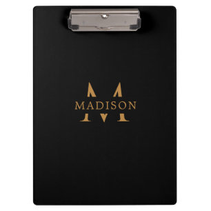 Custom Monogram Name Black Executive Clipboard