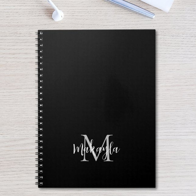 Custom Monogram Name Black Notebook (Creator Uploaded)