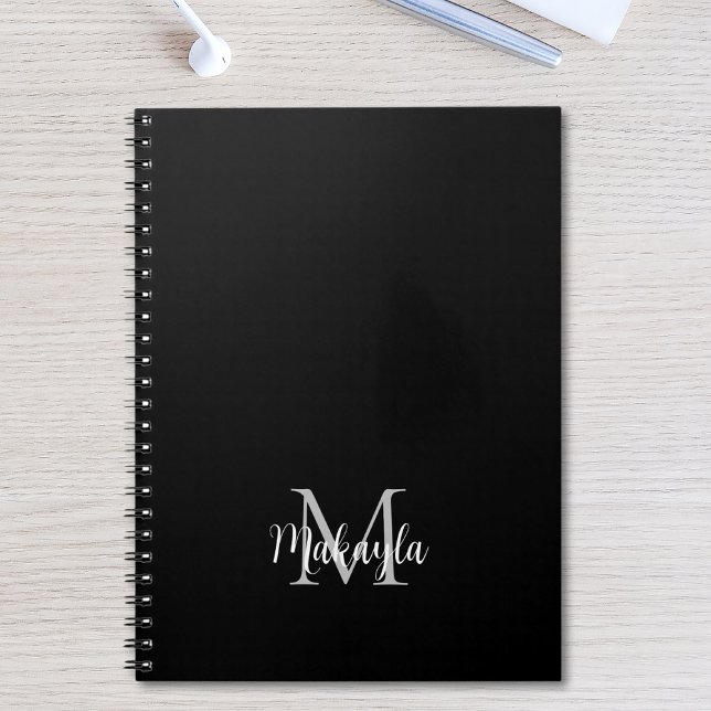 Custom Monogram Name Black Notebook (Creator Uploaded)
