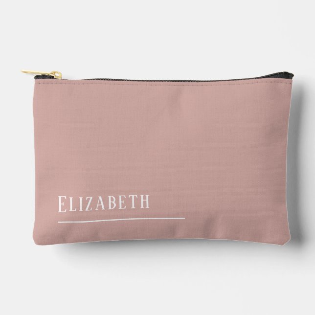 Custom monogram name, blush pink  accessory pouch (Front)