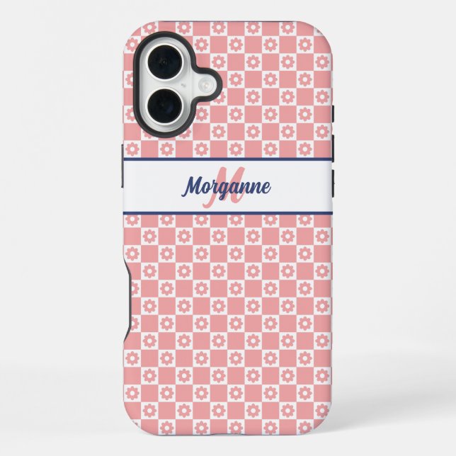 Custom Monogram Name Blush Pink Flowers iPhone Case (Back)